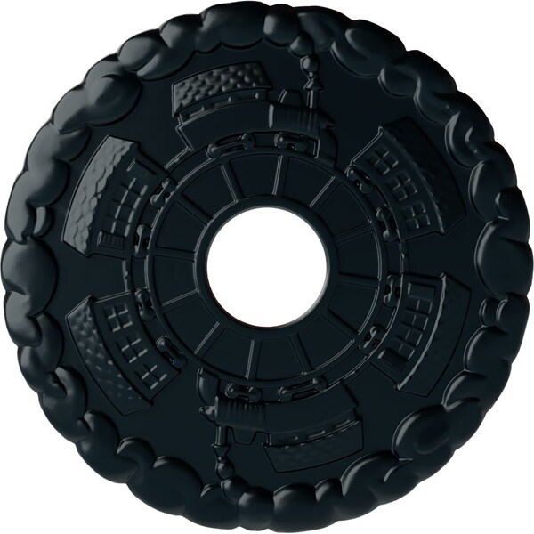 Ekena Millwork Kendall Train Station Medallion (Canopies up to 3 7/8"), 18 1/2"OD x 3 7/8"ID x 1"P, Night Shade CM18KDNSF - main